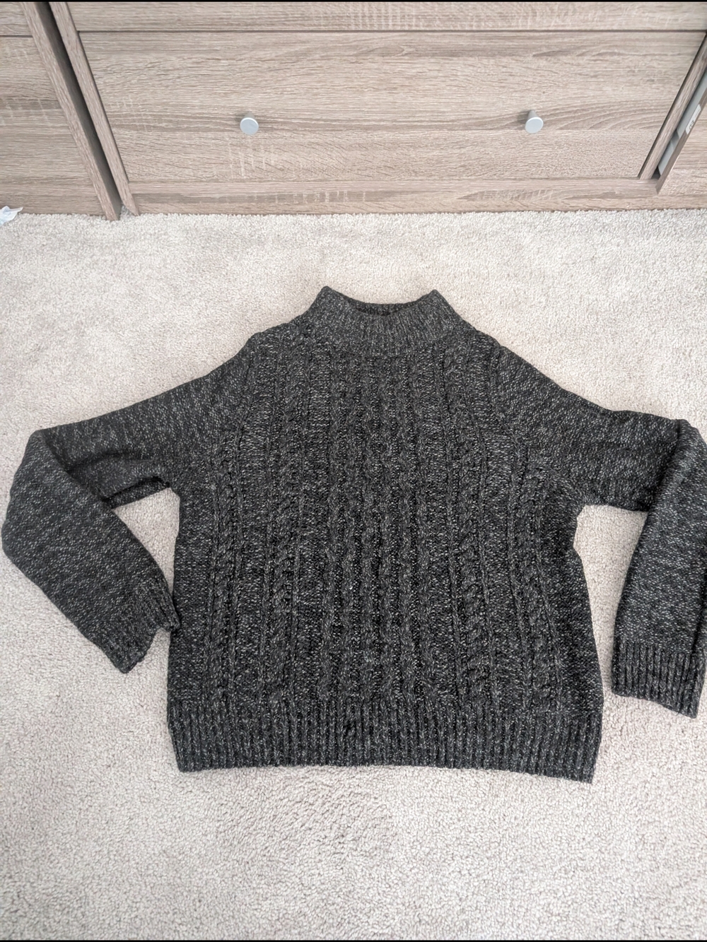 Tommy Hilfiger Dark Charcoal Cable Turtleneck Sweater